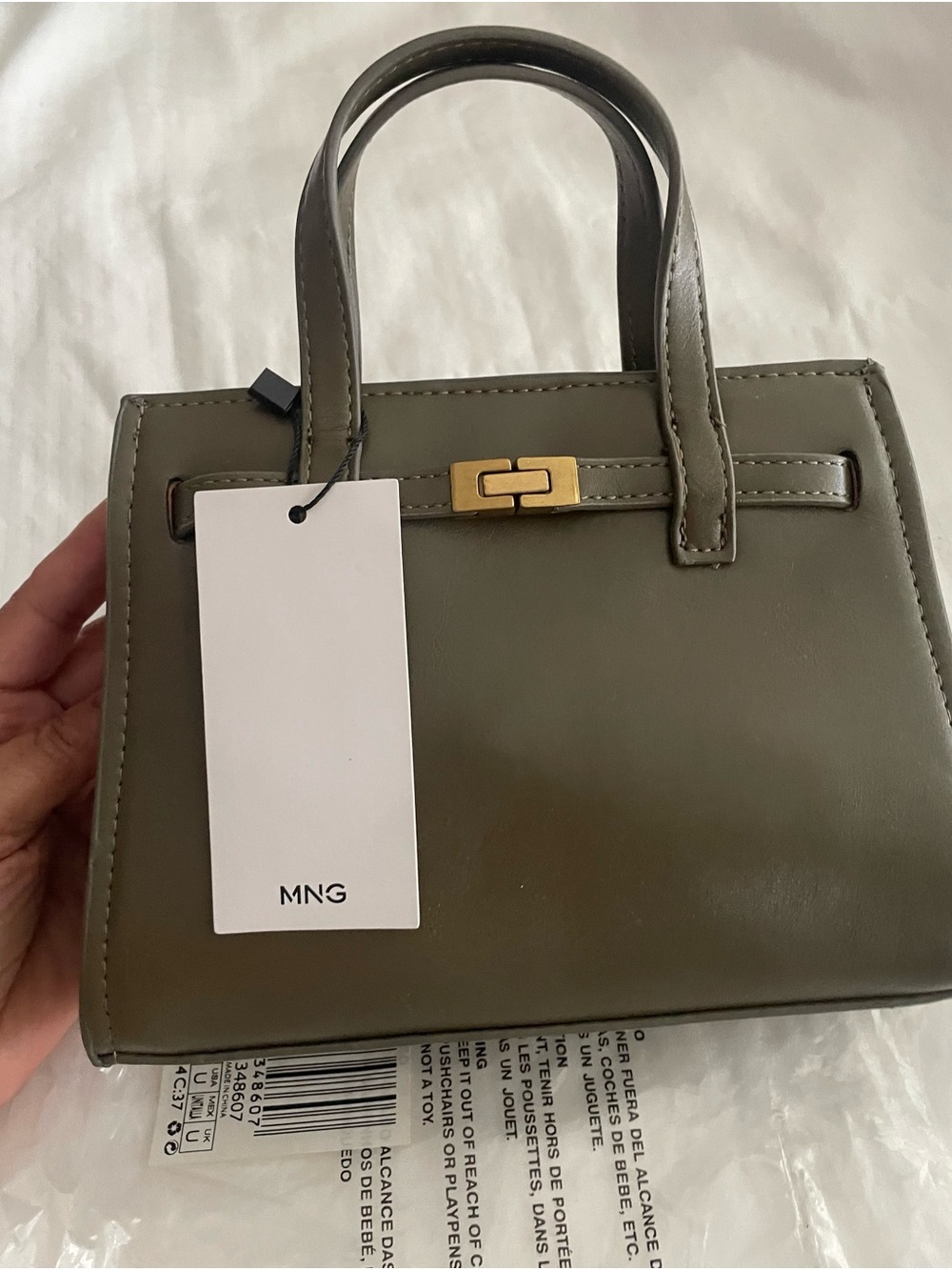 Mango Olive Mini Top-Handle Bag with Gold Accent